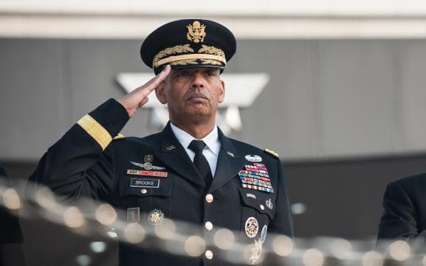 General Brooks, then Commander of the United States Forces Korea (USFK), during an honor guard ceremony in South Korea.