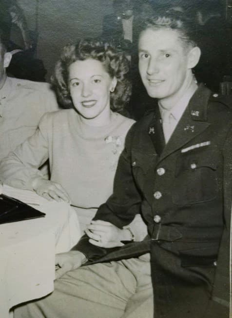 Linda McKinney's parents, Dorothy and Reid Molleston, pose for a picture taken in 1942 before Reid shipped out to the European Theater.