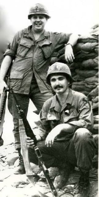 Bill Corsair (standing) and the late Sgt. Ron Piatek in Vietnam.
